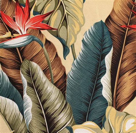 11 tropical leaf print barkcloth fabrics in 31 colorways - Retro Renovation | Tropical leaf ...