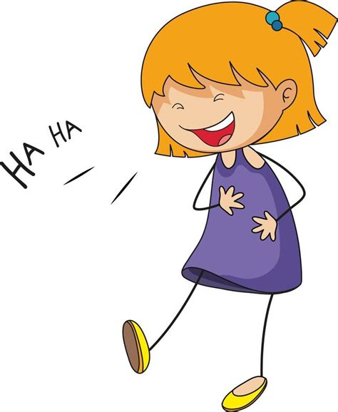 Cute girl laughing doodle cartoon character isolated 2887349 Vector Art ...