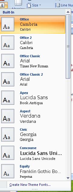 Create Theme Fonts : Theme Fonts « Style Formatting « Microsoft Office Word 2007 Tutorial