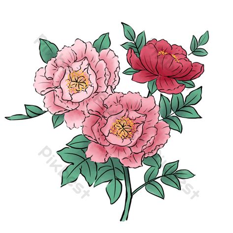 Chinese Style Drawing Peony Flower PNG Images | PSD Free Download - Pikbest