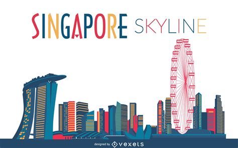 Colored Singapore Skyline Silhouette Vector Download