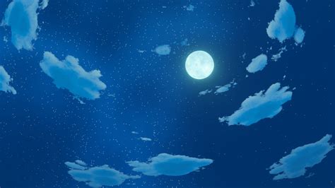 Cloud In The Night Sky With Moon And Stars Pastel Anime Hd Wallpaper ...