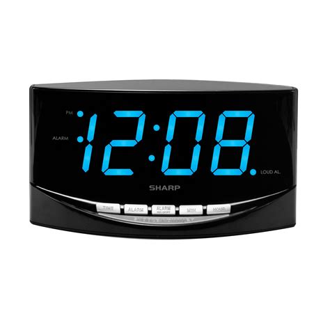 Sharp Digital Alarm Clock Jumbo 2” Bright Blue LED High Display High/Low Alarm Volume - Walmart.com