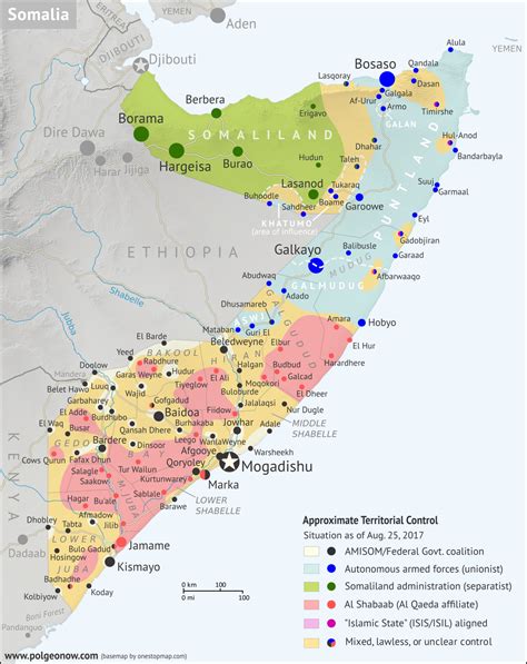 Somalia Control Map & Timeline - August 2017 - Political Geography Now