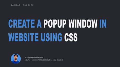 Create a Popup Window in Website using CSS - YouTube