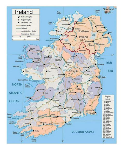 Ireland cities map - Map of ireland with cities (Northern Europe - Europe)