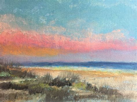 Pastel Painting Florida Original 9 x 12 Calm Pink Sunset Beach | Etsy ...