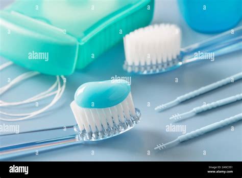 Dental care products Stock Photo - Alamy