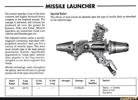 MISSILE LAUNCHER The missile launcher is one of the most Special Rules ...