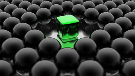 3d Abstract Green Cube