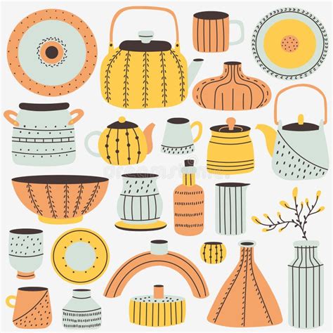 Set Ceramic kitchenware stock vector. Illustration of cooking - 233079981