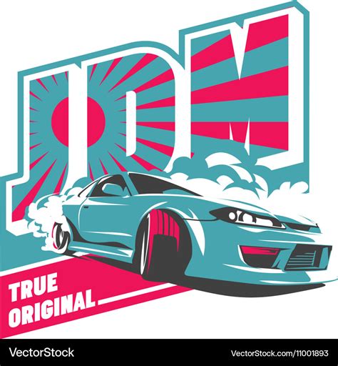 Burnout car japanese drift sport jdm Royalty Free Vector