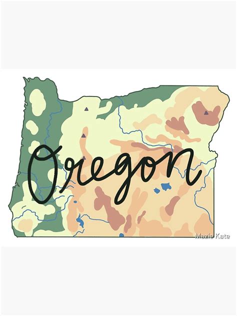 "Oregon Physical Map" Art Print by a-mazie-ng | Redbubble