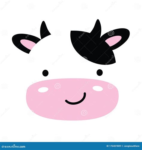 Cute Cow Face Vector Illustration Stock Vector - Illustration of happy ...