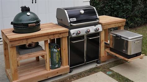 Diy Weber Grill Cart Kettle Stand Q Bbq Station Plans Youtube Portable ...