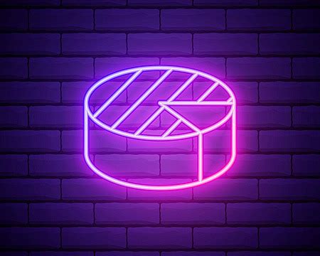 Neon Pie Chart Icon With Brick Wall Background Vector, Pie Chart ...