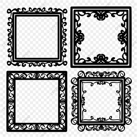 Black Square Frame Vector Hd Images, Black Victorian Square Frame Vector Set, Black, Frame ...