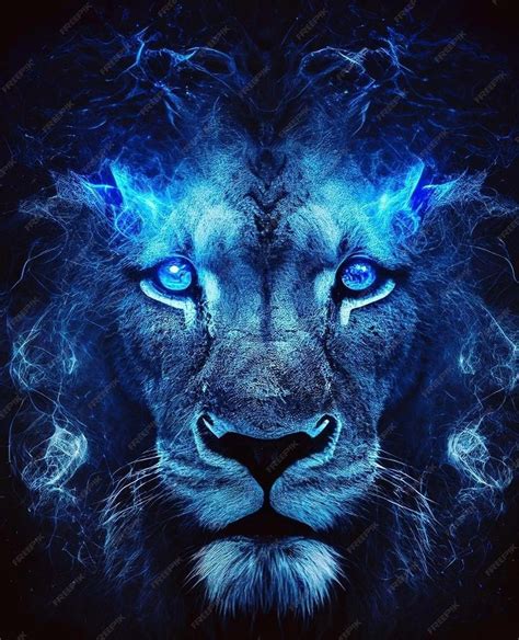 Premium Photo | A blue lion with blue eyes