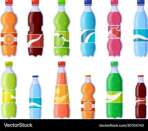 Soda drink bottles soft drinks in plastic bottle Vector Image