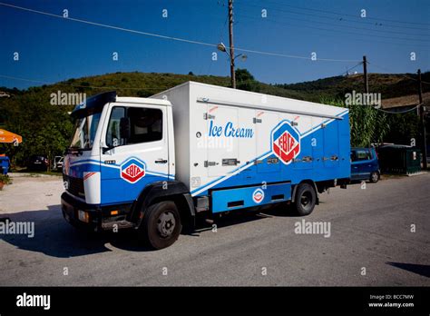 Greek Ice Cream Delivery truck in Corfu Stock Photo - Alamy