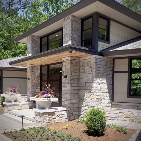 Tailored Blend Modern Stone Home - Exterior & Interior Stone Veneer | Stone exterior houses ...