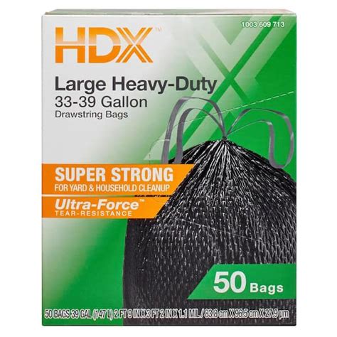 Reviews for HDX 33-39 Gal. Black Heavy Duty Drawstring Outdoor Trash Bags (50-Pack) | Pg 5 - The ...