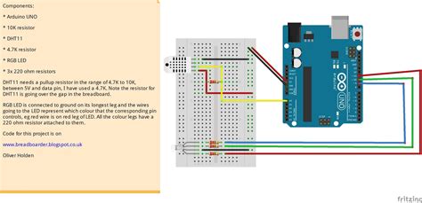 Breadboarders: Arduino with a DHT11 and RGB LED which changes colour based on temperature ...