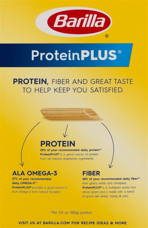 Barilla Plus Pasta Nutrition Label - Nutrition Ftempo