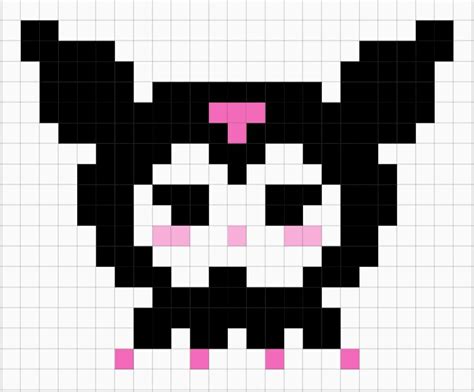 Pixel art Kuromi | Pixel art, Pixel art pattern, Pixel art grid