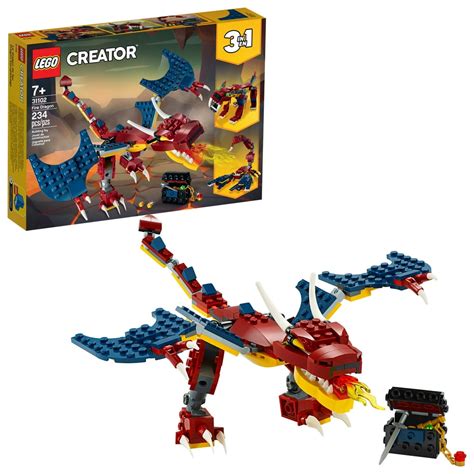 LEGO Creator 3in1 Fire Dragon 31102 Building Kit for Kids (234 Pieces ...