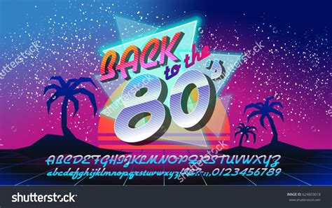 Back to the 80's banner with alphabet. Retro alphabet font banner. Alphabet vector Old style ...