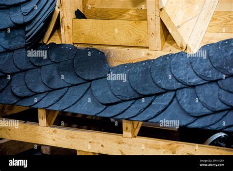 Slate roof. Slate roofs and facades Stock Photo - Alamy