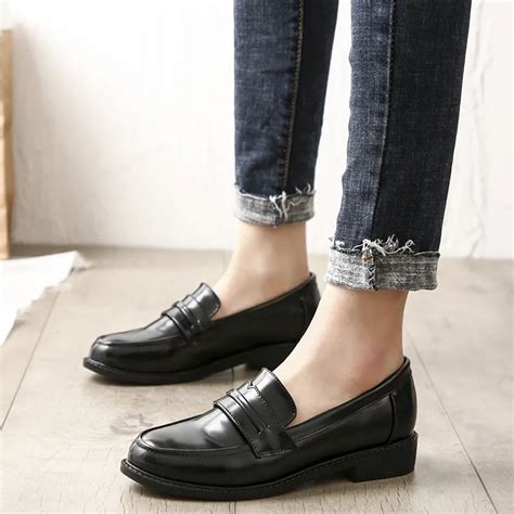 2019 Spring Women Leather Loafers Plus Size 40 41 42 Slip on Shoes ...