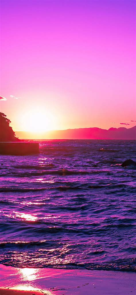 Purple Beach Sunset Wallpaper