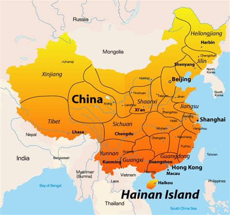 Hainan Island Map Showing Attractions & Accommodation