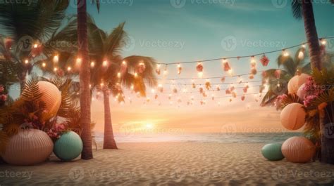 Summer night beach party background. Illustration 24535344 Stock Photo ...