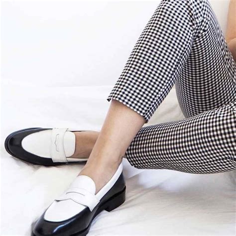 Two-Tone Penny Loafers for Women Beatnik Irma Black & White