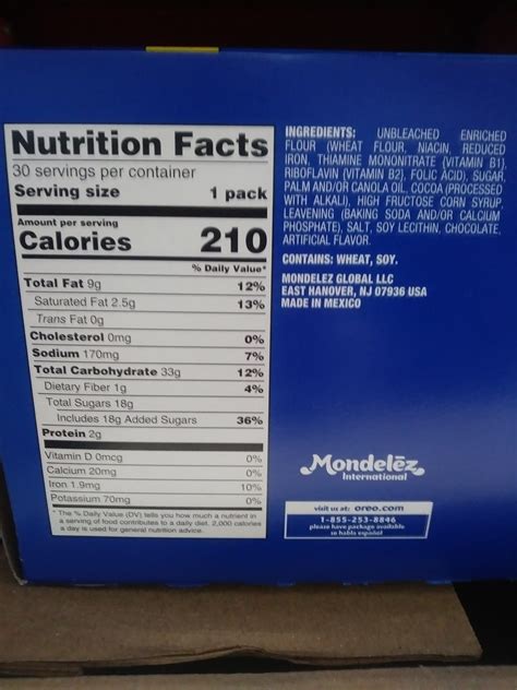 38 oreo cookies nutrition facts label