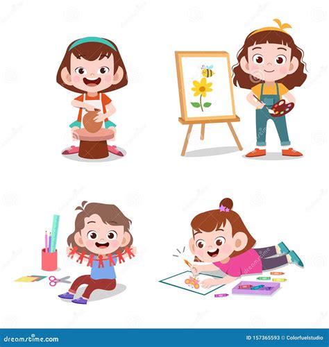 Kids with Their Hobbies Vector Illustration Stock Illustration - Illustration of teacher ...