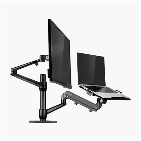 Monitor And Laptop Mount 2-in-1 Adjustable Dual Monitor Arm Desk Stand Single Gas Spring Arm ...