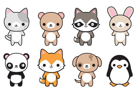 Premium Vector Clipart Cute Animals Kawaii Animals Cute - Etsy