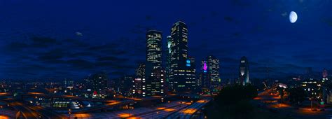 City Grand Theft Auto V Los Santos Moon Night Sky Skyscraper Wallpaper ...