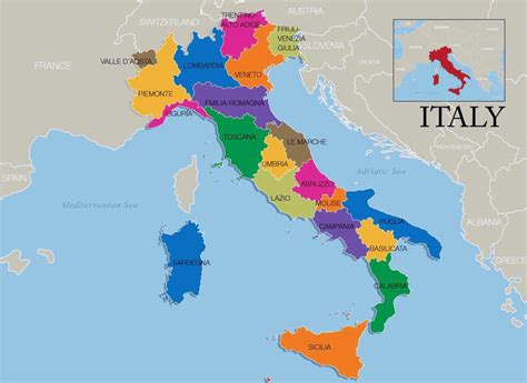 Italy region map - Map of Italy and regions (Southern Europe - Europe)