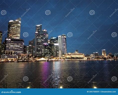 Singapore Night View stock image. Image of office, metropolis - 205750059