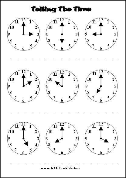 Telling The Time Worksheets | Printables for Kids