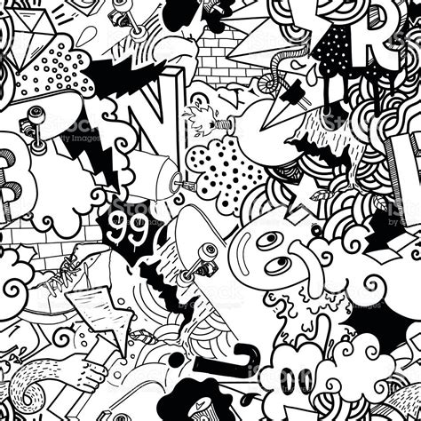 Seamless pattern. Graffiti doodles street art illustration in black... | Graffiti doodles, Black ...