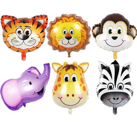 JUNGLE ANIMALS BALLOONS 6pcs 22 Inch Giant Animal Balloon Kit For Birthday party decorations-in ...