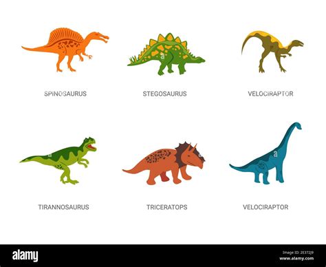 Dinosaurs from Jurassic period. Powerful red spinosaurus with green herbivorous stegosaurus ...