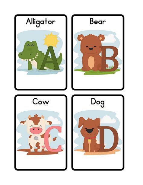 Animal Alphabet Printable Flashcards - Etsy