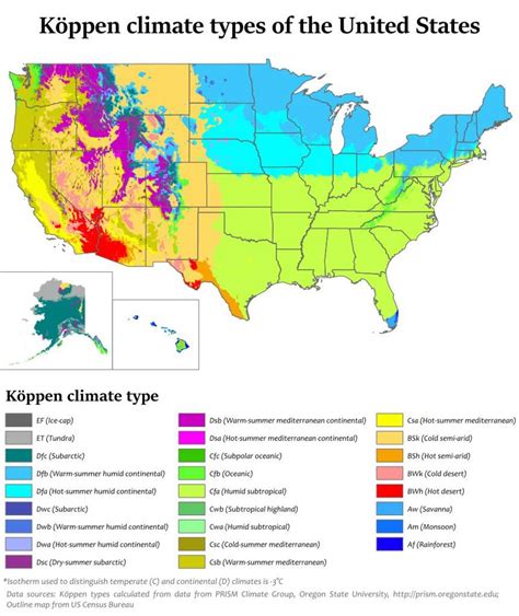 USA carte climatique - Climat carte des états-unis (Amérique du Nord - Amérique)